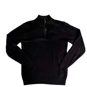 Oscar De La Renta Men's Size Medium Black 1/4 Front Zip Knit Pullover Sweater